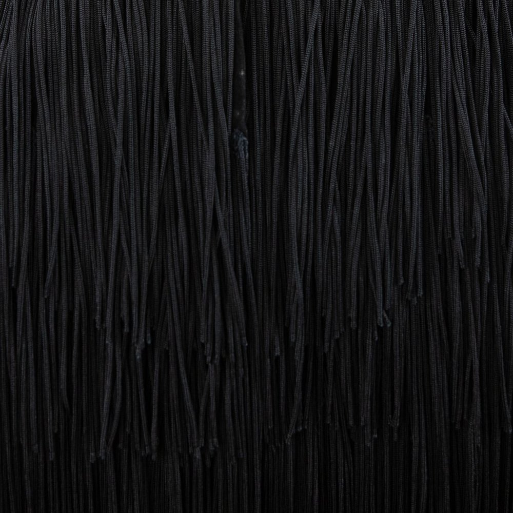 Vintage S/M Fringe Suede Leather Midi Dress Black - Picture 10 of 12